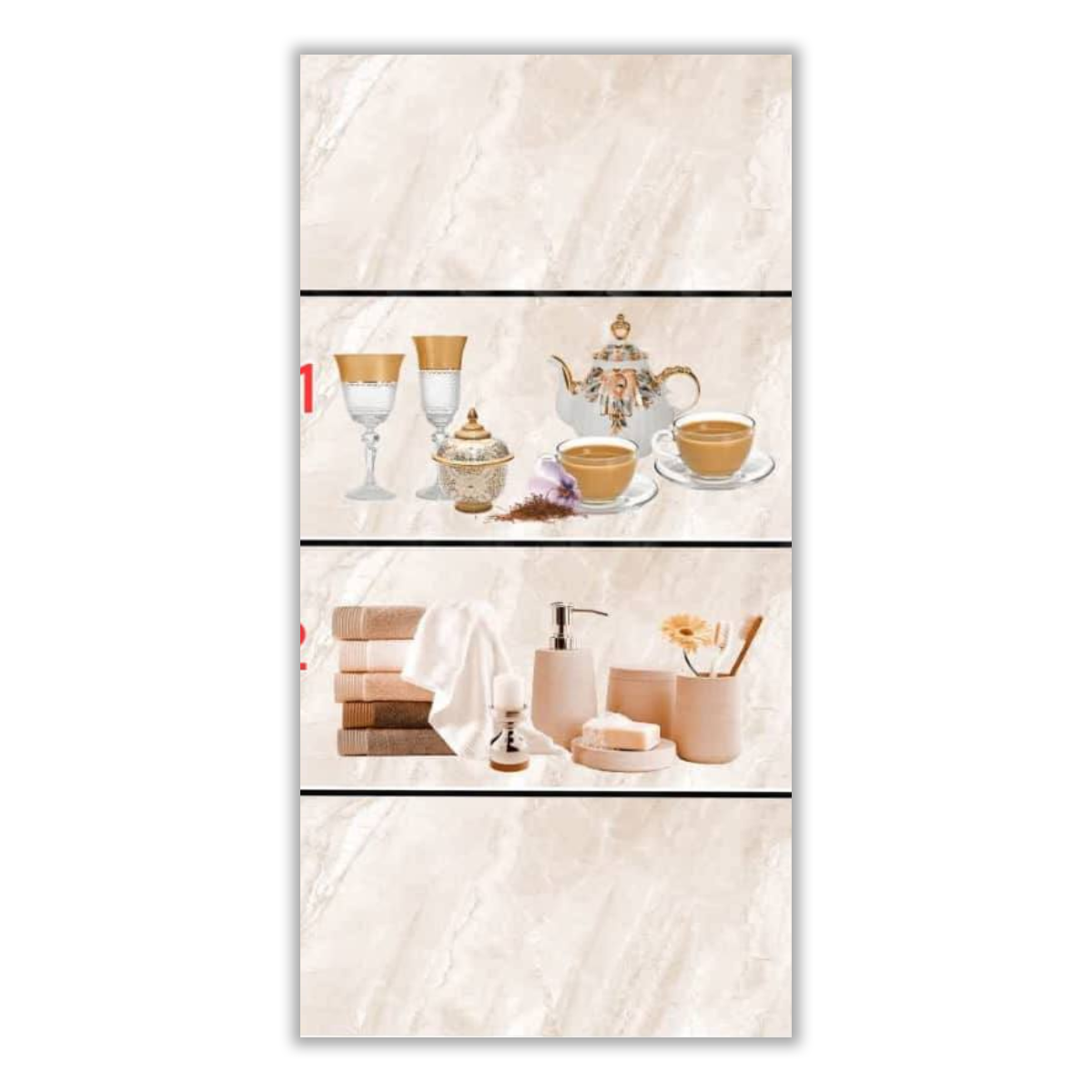 Sakhre - 30x60 cm, Whitebody, 9.5, ‌BIIa (3-6%), Glossy