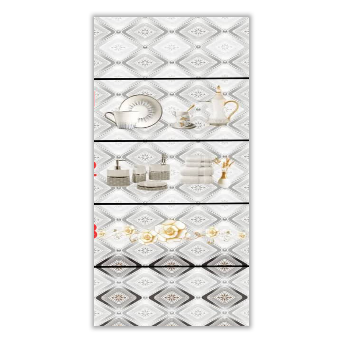 Dina Gray - 30x60 cm, Whitebody, 9.5, ‌BIIa (3-6%), Glossy