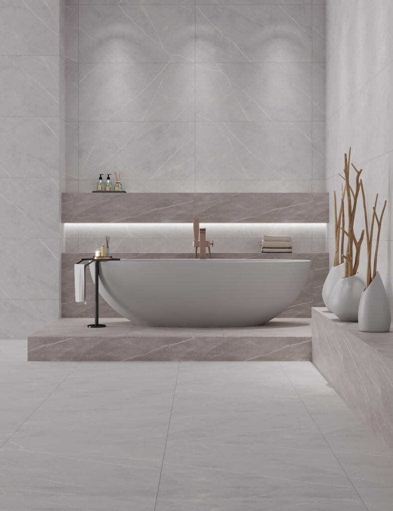 Gray Matt White Vein Tile